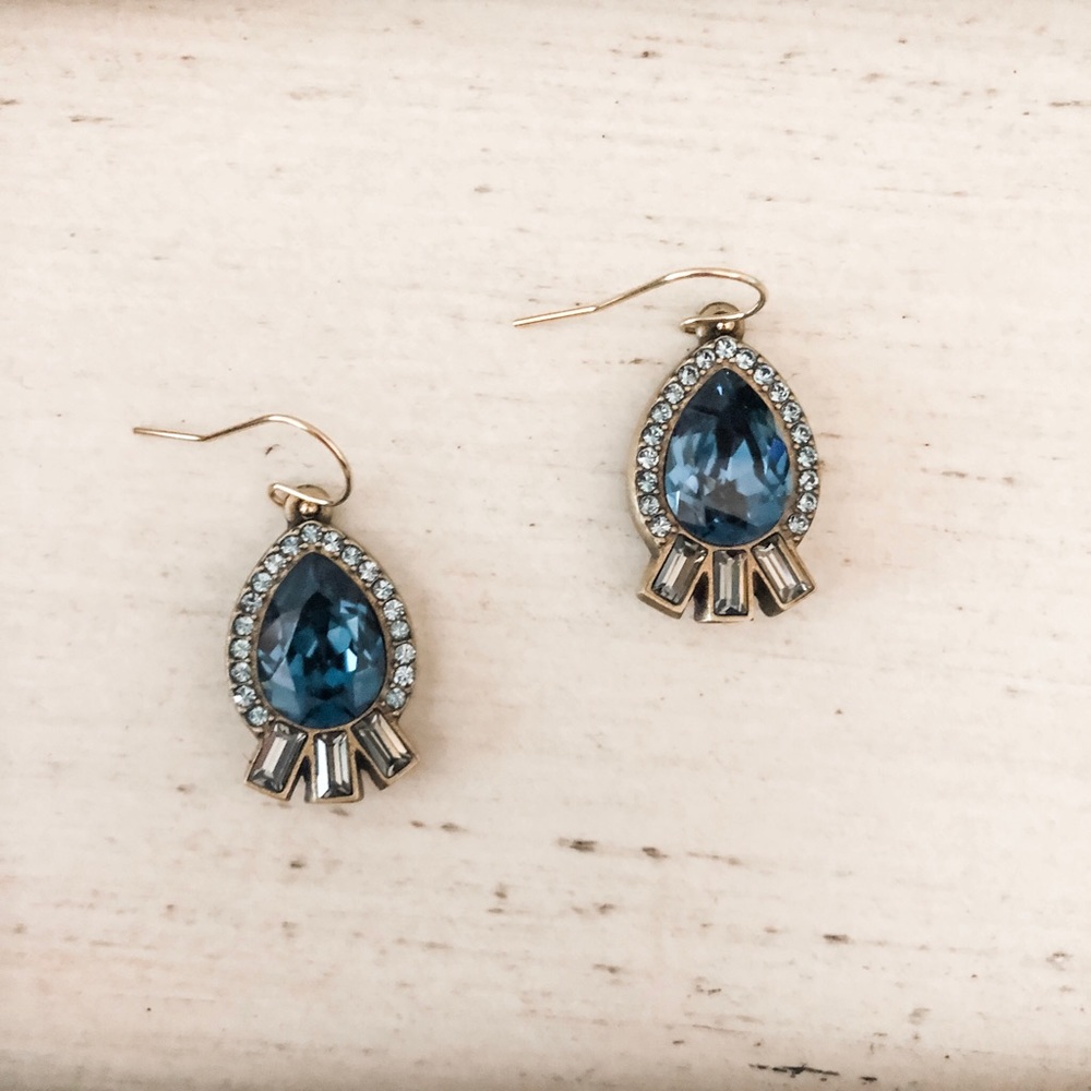 Blue and Gold Statement Earrings